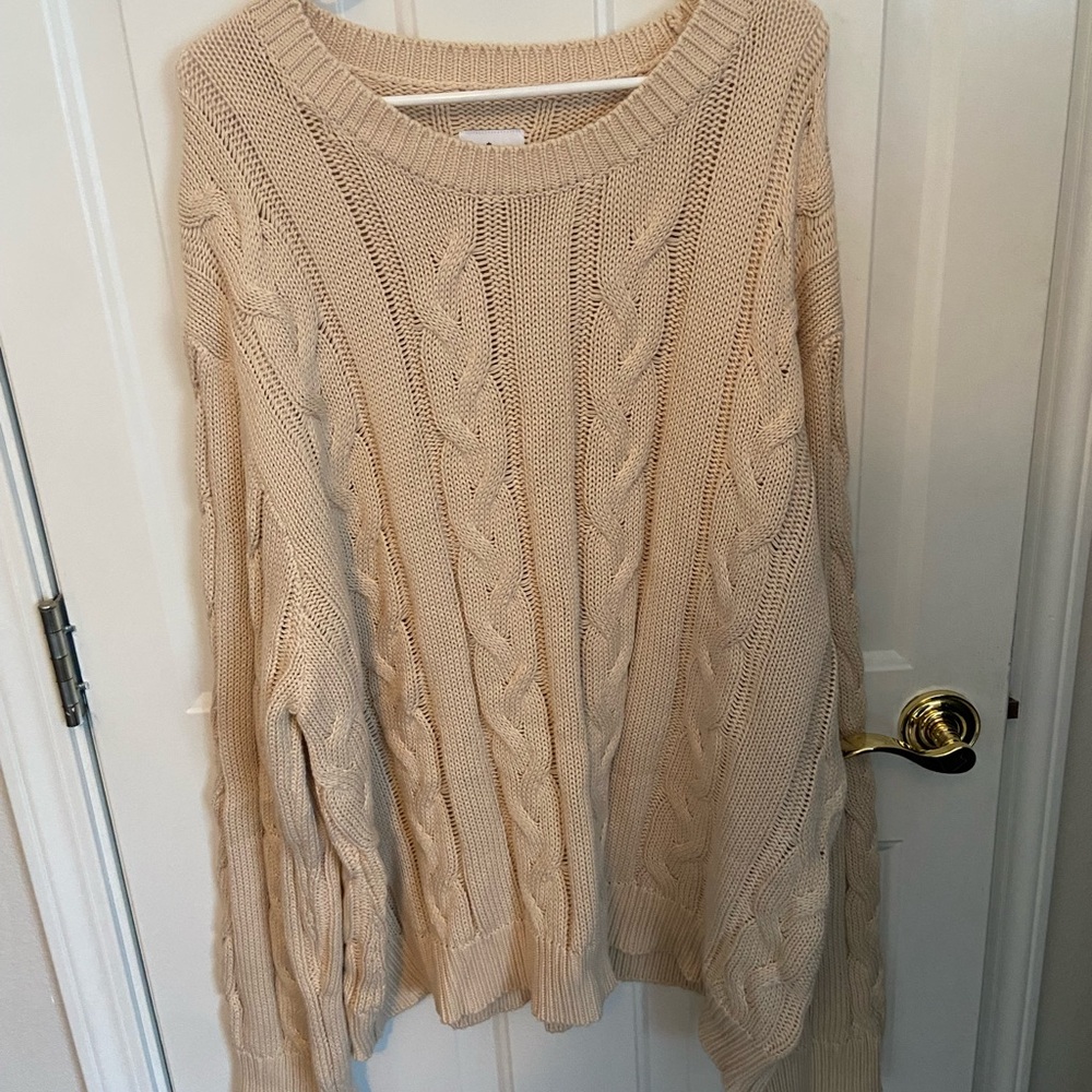 NWOT Shiny by Nature Cream Cable Knit Fisherman Sweater - XL